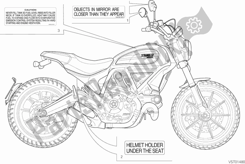 Todas las partes para Posizionamento Targhette de Ducati Scrambler Flat Track Thailand USA 803 2016